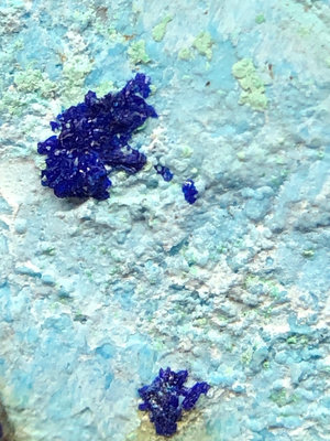 【二手】1214. 天然云南三水鋁藍銅礦共生原石礦標科普學習標本，藍 原石 水晶 擺件 【皇朝古玩】-752
