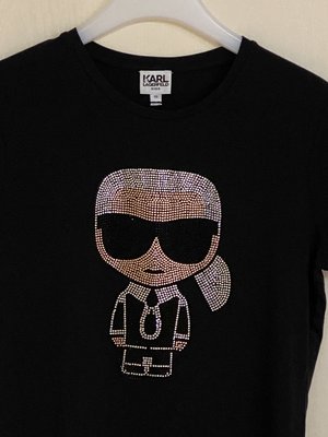 全新 Karl Lagerfeld 鑲水晶Karl embellished T-Shirt 16A 現貨 一件