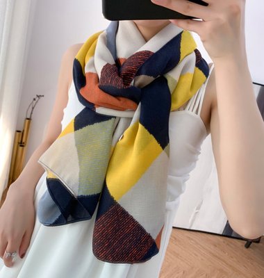 *木子 MUZI*日系小清新民族風時尚文雅氣質圍巾絲巾 -- 黃格