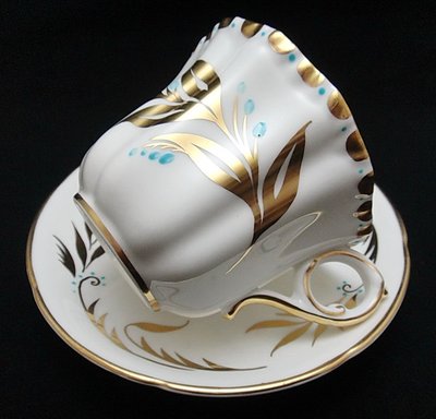 【timekeeper】 英國絕版名瓷Royal Grafton華麗描金咖啡杯+盤(免運)