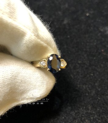 【GoldenCOSI】RR016 天然藍寶石14K 黃K金 鑲鑽 戒指 0.84錢
