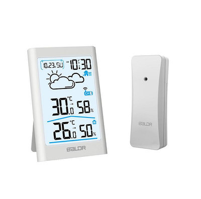 【現貨】促銷BALDR豎款室內外溫濕度計家用無線氣象站LCD顯示天氣預報電子鬧鐘