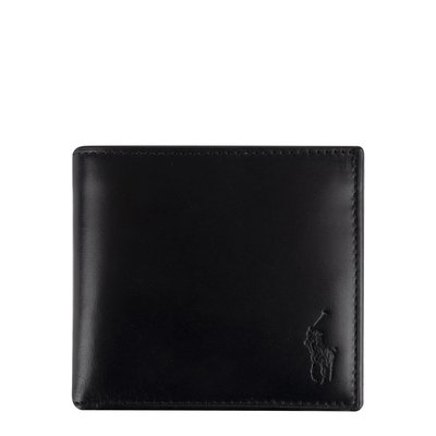 【美國Polo Ralph Lauren】黑色皮革短夾 皮夾 皮包 皮革錢包 真皮短夾 信用卡夾 名片夾 零錢包