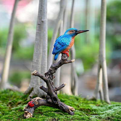 仿真翠鳥葉鶯鳥擺件微景觀動物小鳥園藝造景DIY材料盆景飾品樹脂