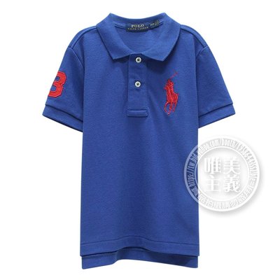 唯美主義~Ralph Lauren 童裝 刺繡 數字3 經典 大馬 短袖 POLO衫 -藍色(2/2T)