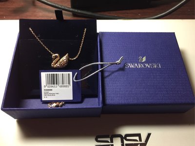 【SWAROVSKI 施華洛世奇】Iconic Swan天鵝造型水晶玫瑰金色項鍊(5368988)