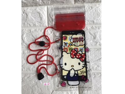 鑫本舖Hello Kitty 凱蒂貓 手機防水袋 6吋以下手機可用 潛水袋 游泳手機袋 草莓紅色