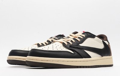 【正品】Air Jordan 1 Travis Scott AJ1 TS CQ4277-105 喬丹黑白棕色倒鉤低幫籃球鞋男女鞋