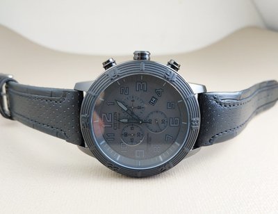 【原裝現貨 展示新品】日本 CITIZEN 星辰 AT2205-01E 大錶徑 光動能三眼計時 真皮腕錶 黑色 46mm