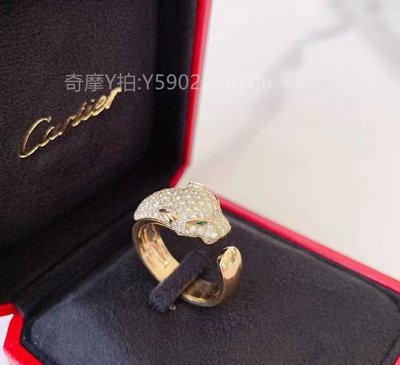 二手正品Cartier 卡地亞 18K玫瑰金戒指 鑽石款 豹頭戒指 現貨 N4742200