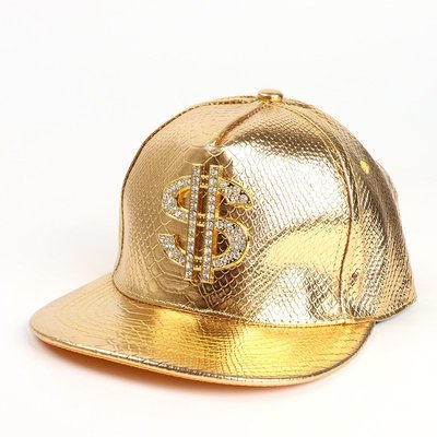 鱷魚紋帽子金色美元符號韓版潮牌嘻哈帽街舞平沿帽遮陽帽棒球帽