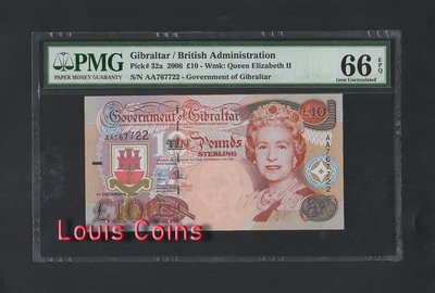 【Louis Coins】B337-GIBRALTAR-2006直布羅陀紙幣,10 Pounds Sterling