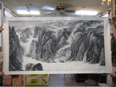 『府城畫廊-手繪國畫』山水畫－90x180－(可加框)－歡迎查看關於我來聯繫－AF61