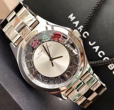 MARC BY MARC JACOBS 晶鑽鏤空錶盤 銀色不鏽鋼錶帶 石英 女士手錶 MBM3262