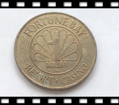 古玩收藏~美國財富灣度假村賭場1美元銅質代價幣.37mm