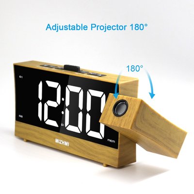 木紋1.8寸多功能充電收音機創意LED電子鬧鐘時鐘-Y9739