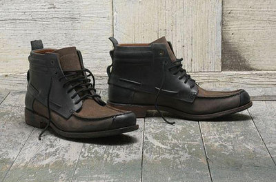 375美金賠售【TIMBERLAND】手工Boot Company 仿舊黑色皮革拼接棕色麂皮雷根鞋短靴休閒皮鞋現貨10M
