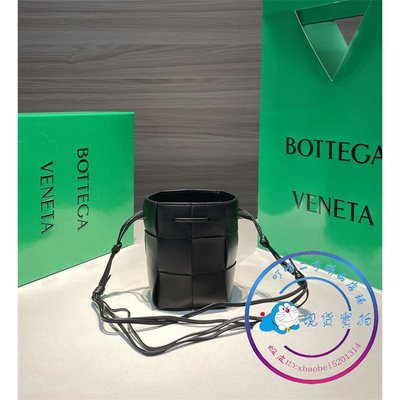 99新 Bottega Veneta 寶緹嘉 BV CASSETTE MINI 黑色 二格編織迷你水桶包 斜背包 單肩包