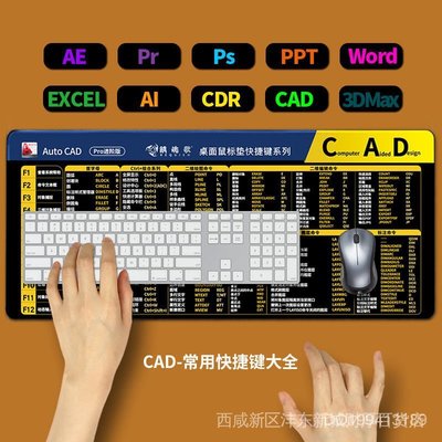 滑鼠墊超大號快捷鍵大全辦公軟體CAD AI PS AE加厚鎖邊桌墊鍵盤墊 SIDT-極巧
