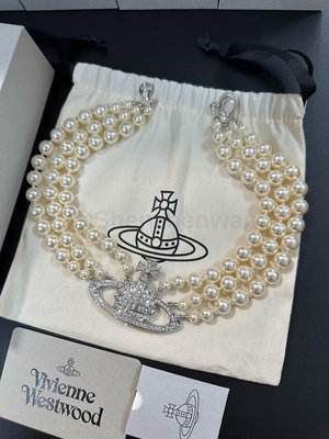 Vivienne Westwood 西太后 三層珍珠滿鉆土星項鍊
