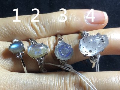 天然拉長石灰月光石玫瑰花貔貅黑超七戒指925銀戒指活圍可調珠寶寶石玉石首飾飾品