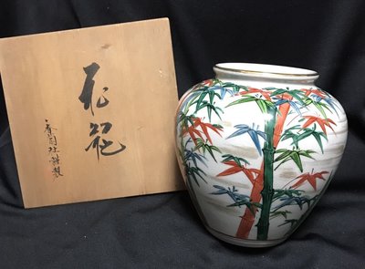 【日本古漾】342707 日本皇室御用　香蘭社 花瓶 赤竹　花器　  1970老件 未使用美品