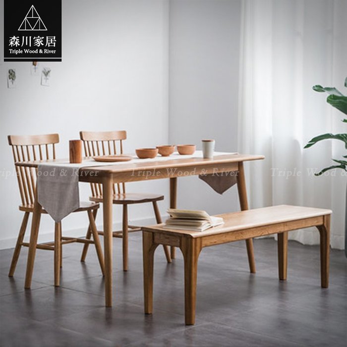 《森川家居》NRT-39RT01-北歐白橡木原木1.6米餐桌 萬用桌實木民宿/餐椅收納設計/美式LOFT品東西IKEA