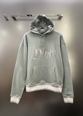 亞軒潮店 大牌潮款迪奧DIOR 2022ss秋冬新款 胸前字母刺繡袖口條紋寬鬆加絨帶帽衛衣