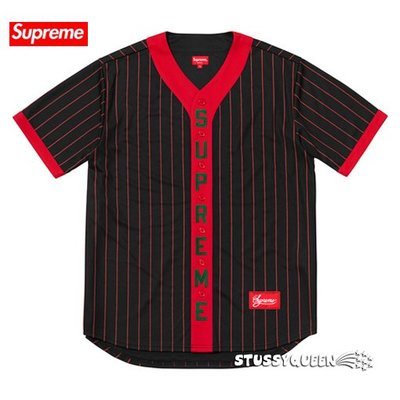 【超搶手】全新正品 2018 Supreme Vertical Logo Baseball Jersey 棒球衣 黑色L