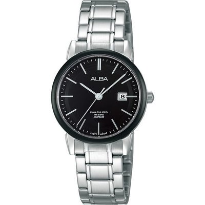 ALBA Lady 日系時尚腕錶-黑x銀/28mm ,VJ22-X177D(AH7E67X1)