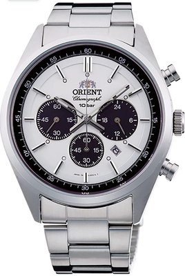 Orient 東方錶 迪通拿 白熊貓 WV0041TX 防水100M 三眼 白面 黑圈 鋼帶 太陽能 42MM 手錶 腕錶 時計 黑白色 單一尺寸