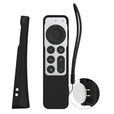 SIKAI Apple TV 4K 可裝AirTag防滑紋理遙控器保護套1入 適 Siri Remote 2代 矽膠套含