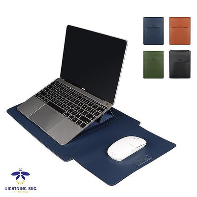 帶支架的筆記本電腦保護套袋 13.3 14.1 15.4 英寸 macbook air case 防水時尚 PU 皮革筆