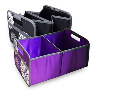 居家收納 衣物收納 收納箱 收納盒 收納籃 可摺疊 雙格 / 紫色