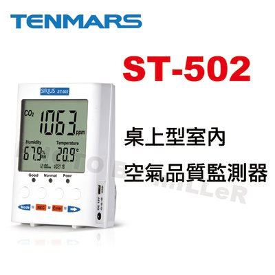 【含稅-可統編】TENMARS ST-502 二氧化碳監測記錄器 大型顯示器 四種測量 二氧化碳/二氧化碳通風率/溫度