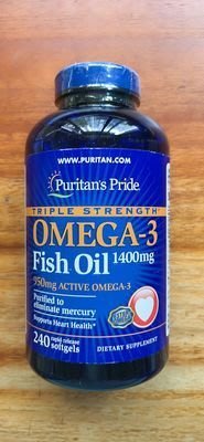 美國Puritan三倍濃縮魚油1400mg 240粒歐米伽-3 EPA+DHA omega-3