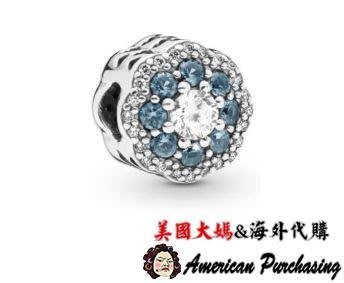 潮牌 PANDORA 藍鑽新款綻放的花朵串珠 925純銀 CHARMS 海外代購-雙喜生活館
