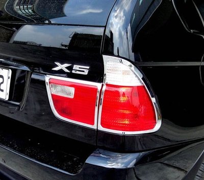 現貨熱銷-易車汽配 BMW X5 E53 2000~2003 鍍鉻銀改裝車燈框飾貼 後燈框 尾燈框