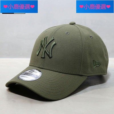 ❤小鹿優選❤韓國代購New Era帽子新品硬頂大標NY洋基隊MLB棒球帽鴨舌帽軍綠色