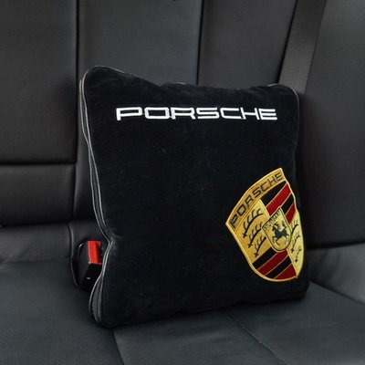 現貨熱銷-PORSCHE保時捷BMW寶馬 Benz 賓士 車載枕頭被空調被 抱枕+被子 車用 腰靠 靠枕 抱被 兩
