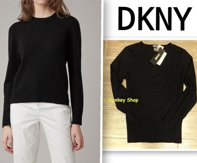 【 The Monkey Shop】全新正品 DKNY 毛衣 羊毛衣 基本款黑色 九分袖 100%美麗諾羊毛衣