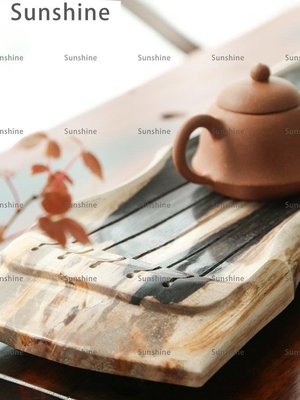 [Sunshine]茶具 石金道木化石創意古琴石茶盤天然整塊石頭茶托家用功夫茶道茶海大