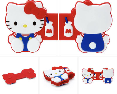 牛牛ㄉ媽*日本進口Hello Kitty耳機捲線器 凱蒂貓集線器 捲線夾 矽膠坐姿款