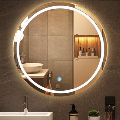 智能浴室鏡LED燈鋁合金圓形壁掛式輕奢衛生間梳妝防霧鏡子化妝鏡 可開發票