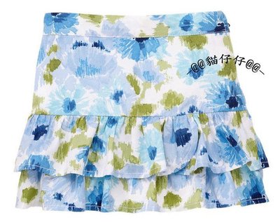 貓仔仔美國童裝-賠本出清 gymboree 全新藍色花朵圖案款荷葉邊層狀蛋糕褲裙-4-免運費