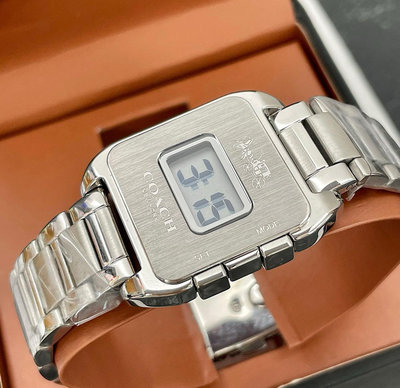 COACH Darcy 銀色方型錶盤 銀色不鏽鋼錶帶 數位電子 女士手錶 14503592