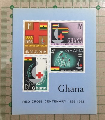 【郵卡庫】【紅十字會】迦納1963年，國際紅十字會百年小全張，新票  SP5493