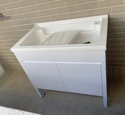 《優亞衛浴精品》90cm人造石洗衣槽活動式洗衣板立柱型浴櫃