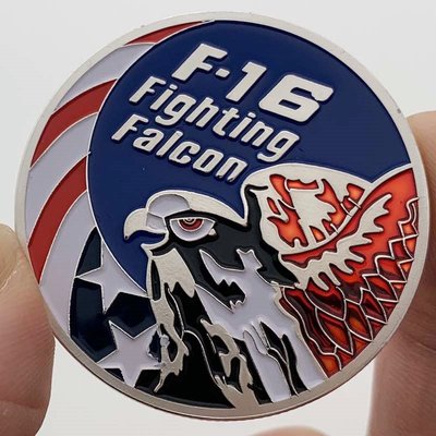 特價！現貨美國戰斗機F16直升機鍍銀獵鷹紀念幣收藏硬幣金幣飛機紀念幣