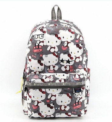 小Z代購#LeSportsac x Kitty 灰色 凱蒂貓聯名系列 8266 旅行雙肩降落傘防水後背包 7990